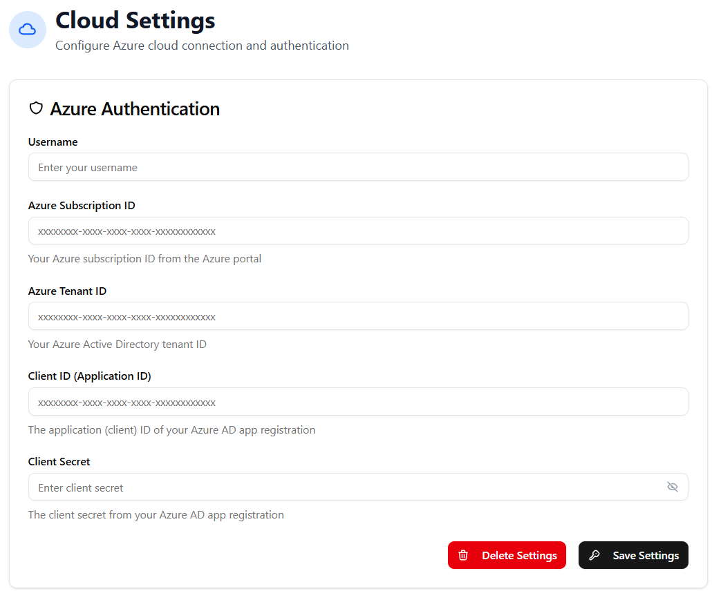 Configure cloud settings